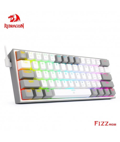 Clavier Gaming Mécanique REDRAGON FIZZ K617 RGB - Blanc Gris