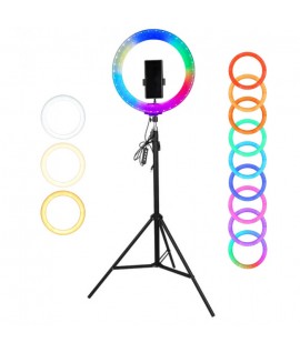 RING LIGHT LED RGB 3D-26 Double Face avec Trépied 2m