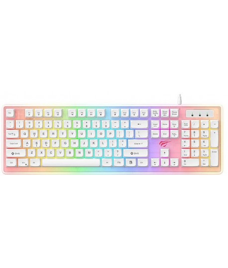 Clavier Gaming USB HAVIT Backlit KB876L RGB - Blanc