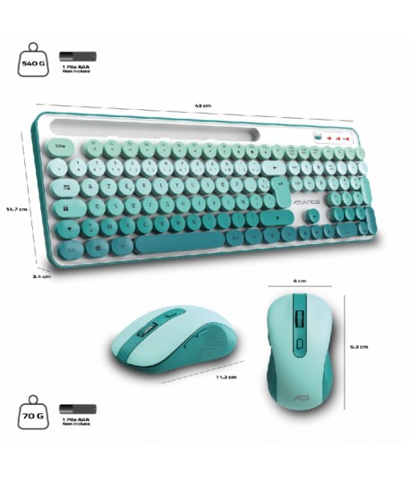 Combo Clavier et Souris Sans Fil ADVANCE PEPS - VERT