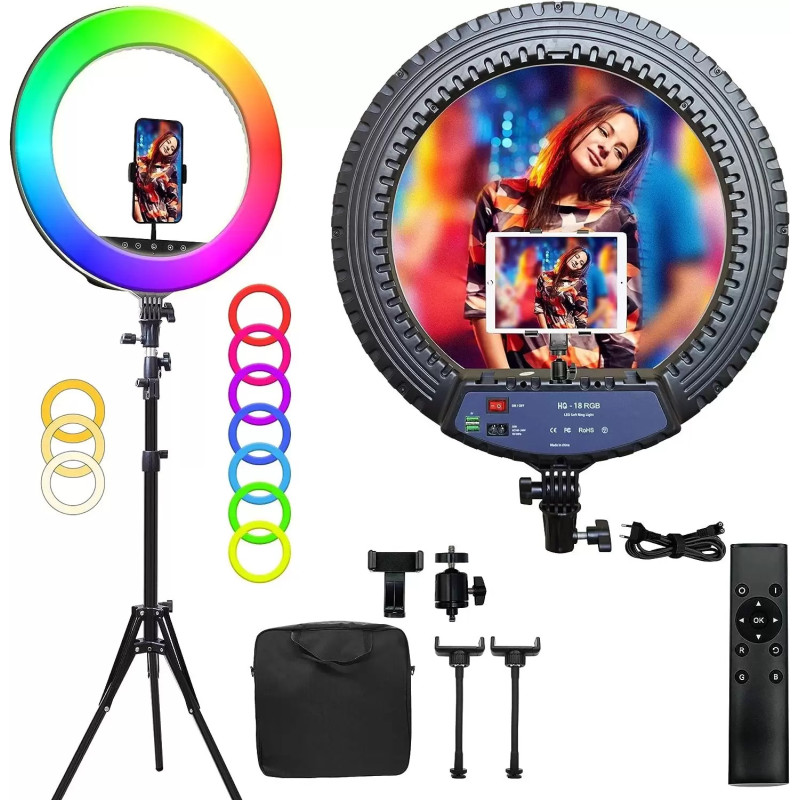 Ring light Professionnel RGB HQ-18 avec Trépied 2m