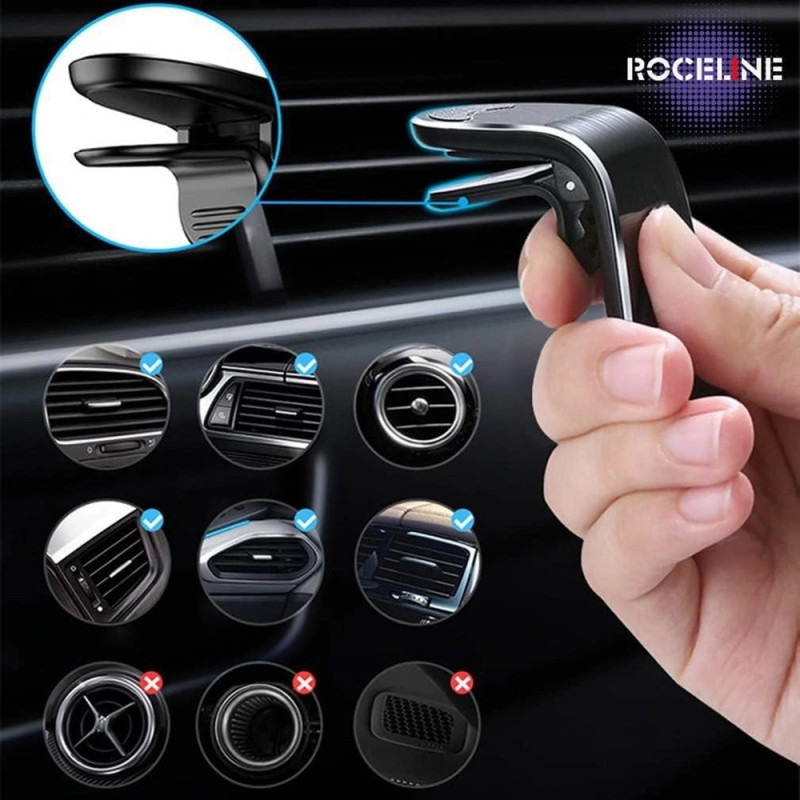Support Voiture Magnétique Forme L - Noir