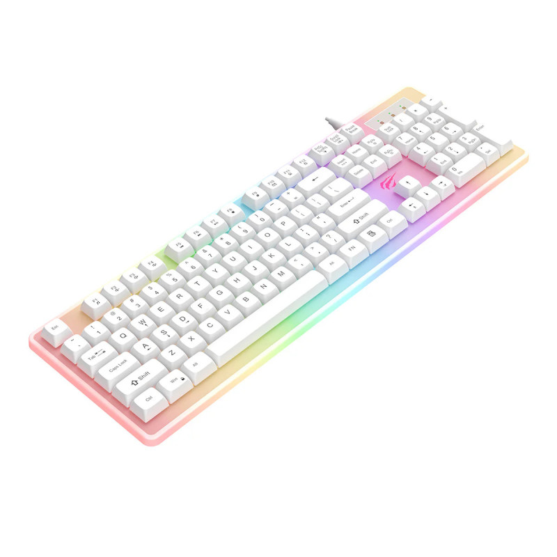 Clavier Gaming USB HAVIT Backlit KB876L RGB - Blanc