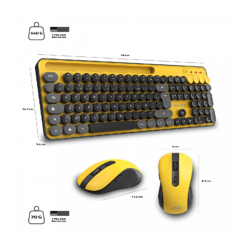 Combo Clavier et Souris Sans Fil ADVANCE PEPS - Jaune