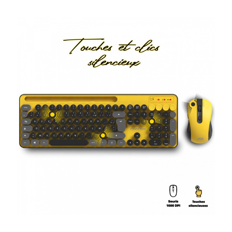 Combo Clavier et Souris Sans Fil ADVANCE PEPS - Jaune