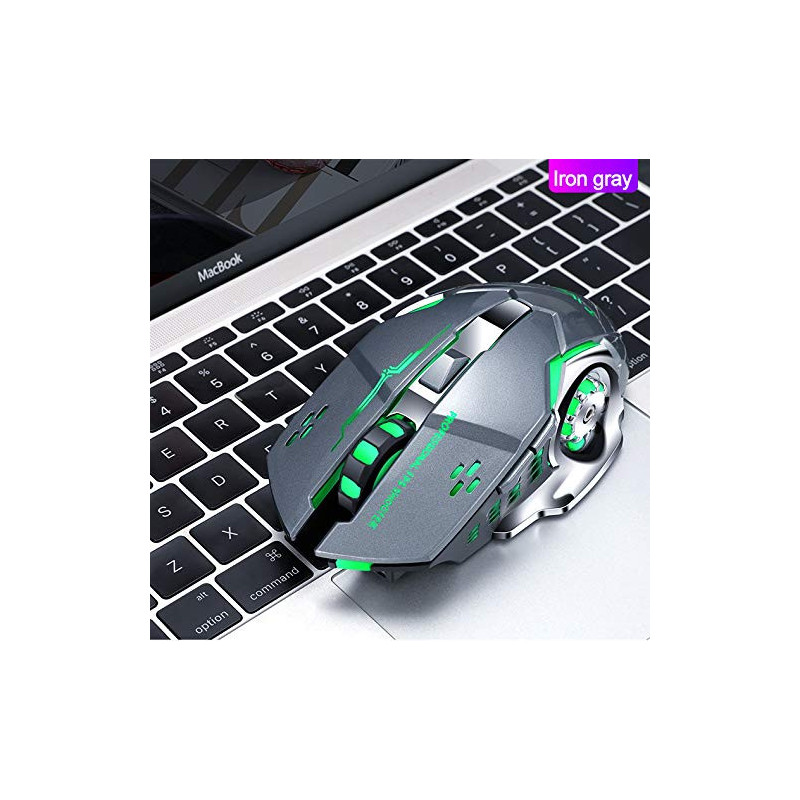 Souris Gaming sans Fil Rechargeable T-WOLF Q13 - Metal Gris