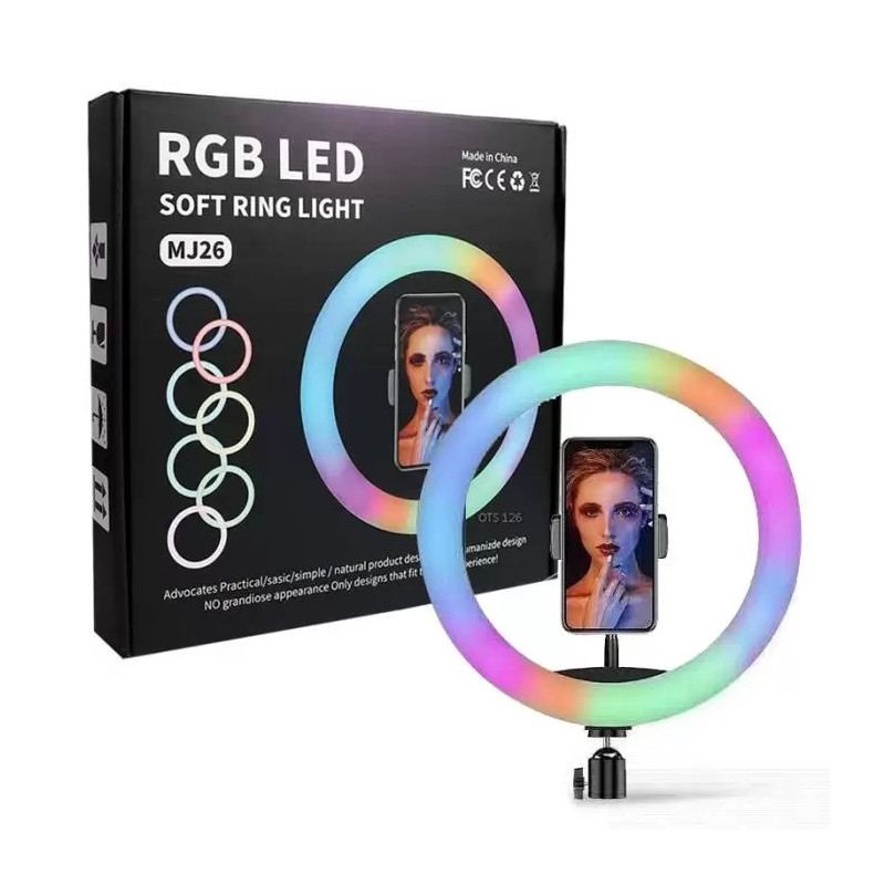 RING LIGHT LED RGB MJ26 avec Trépied 2m