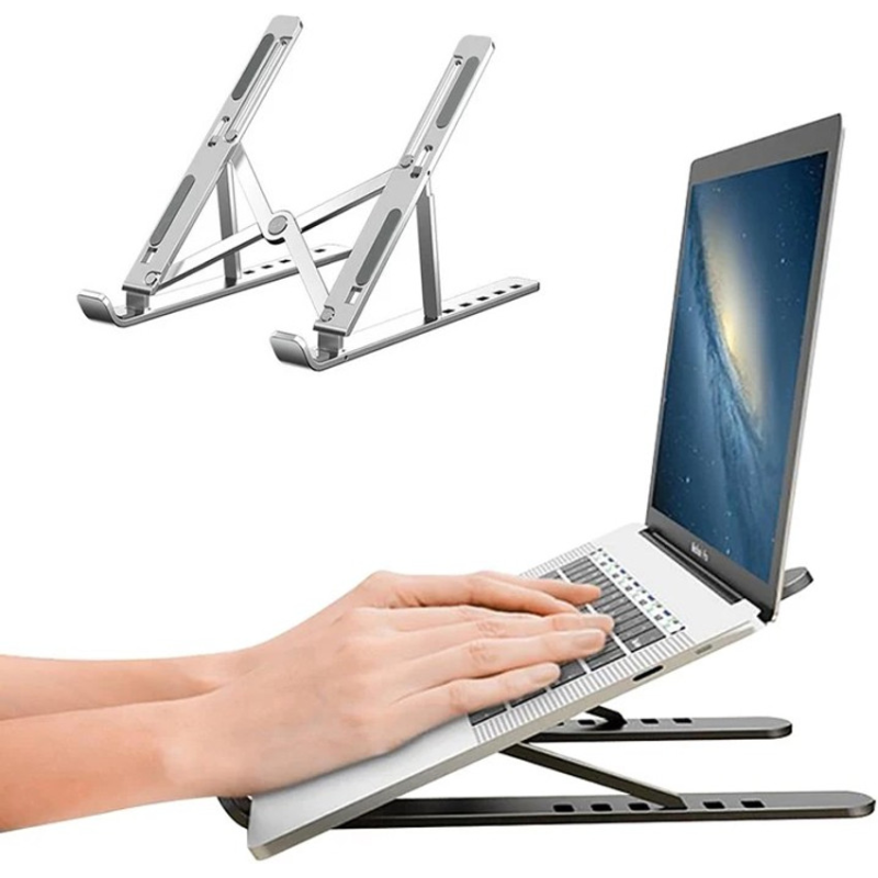 Support PC Portable et Tablette à 8 Hauteurs - Pliable - Blanc