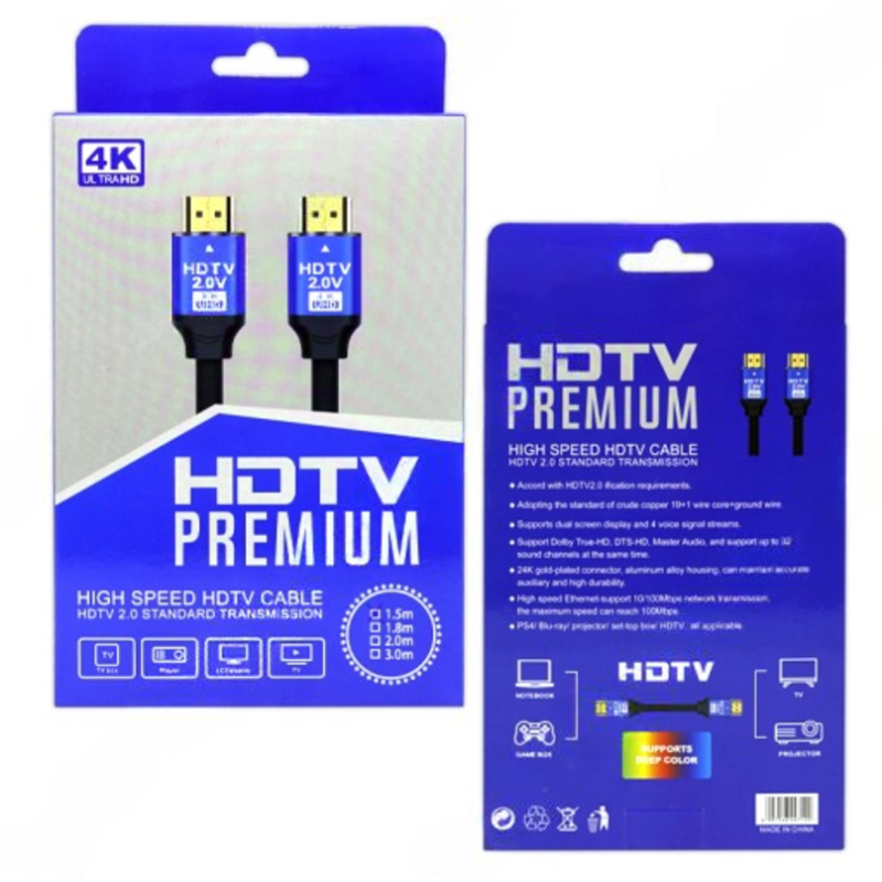 Cable HDMI 4K V2.0 1.5m - Noir Rouge