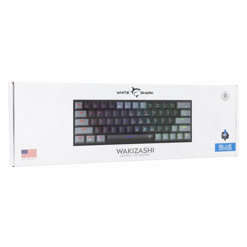 Clavier WHITE SHARK WAKIZASHI-2 GK-002121V2 - Blue Switch - Noir Gris