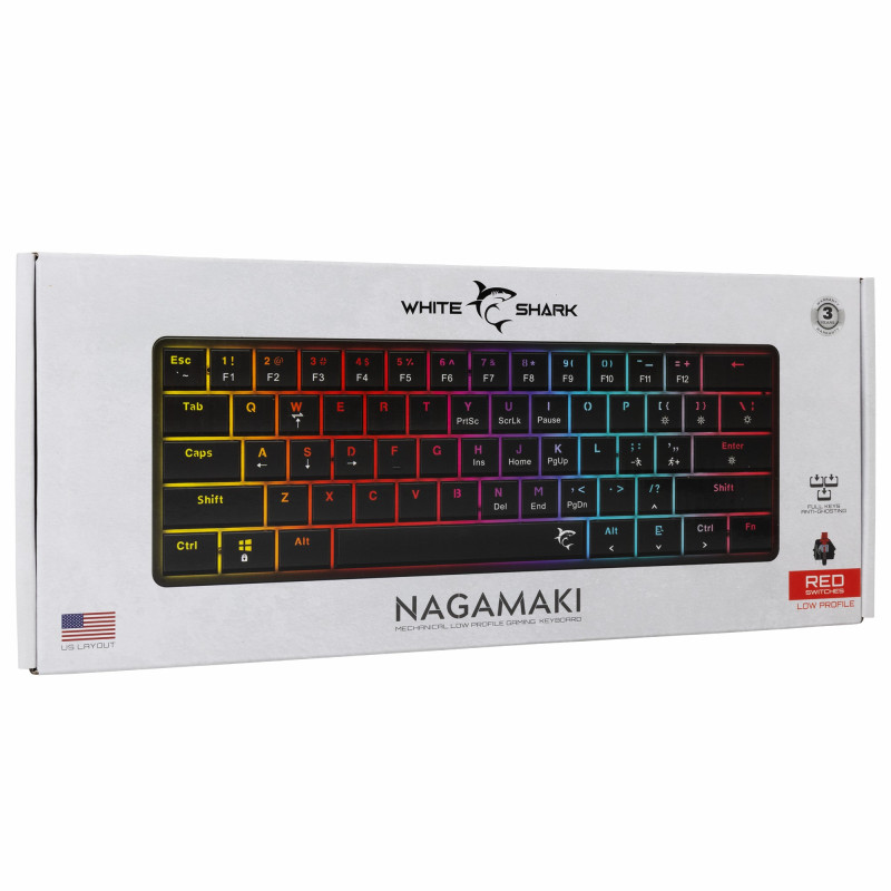 Clavier WHITE SHARK NAGAMAKI GK-006111 - Red Switch - Noir