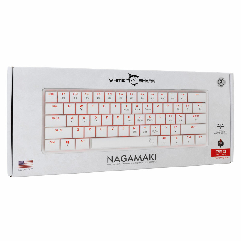 Clavier WHITE SHARK NAGAMAKI GK-006211-N - Red Switch - Blanc