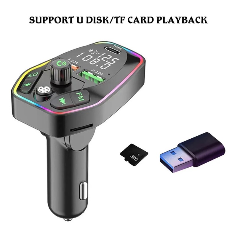 Transmetteur FM Bluetooth - Charge Type C 3.1A Q9