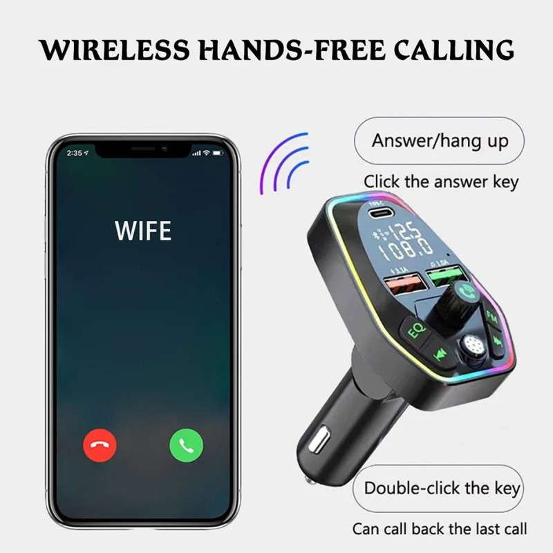 Transmetteur FM Bluetooth - Charge Type C 3.1A Q9