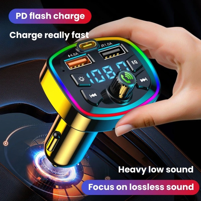 Transmetteur FM Bluetooth - Charge Type C 3.1A Q7