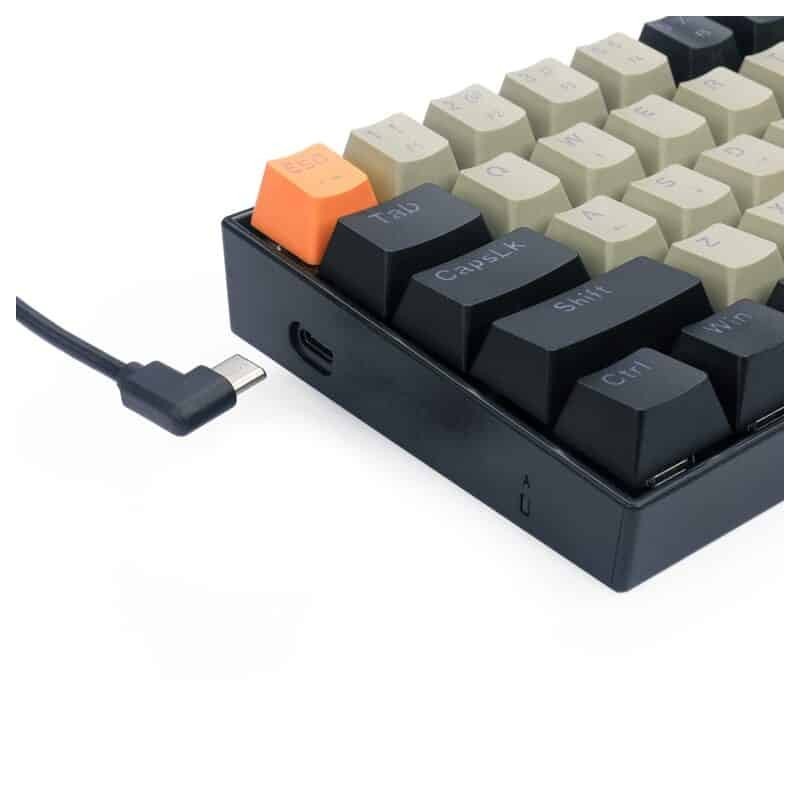 Clavier Gaming Mécanique REDRAGON LAKSHMI K606 60% - Gris Noir Orange - Red Switch