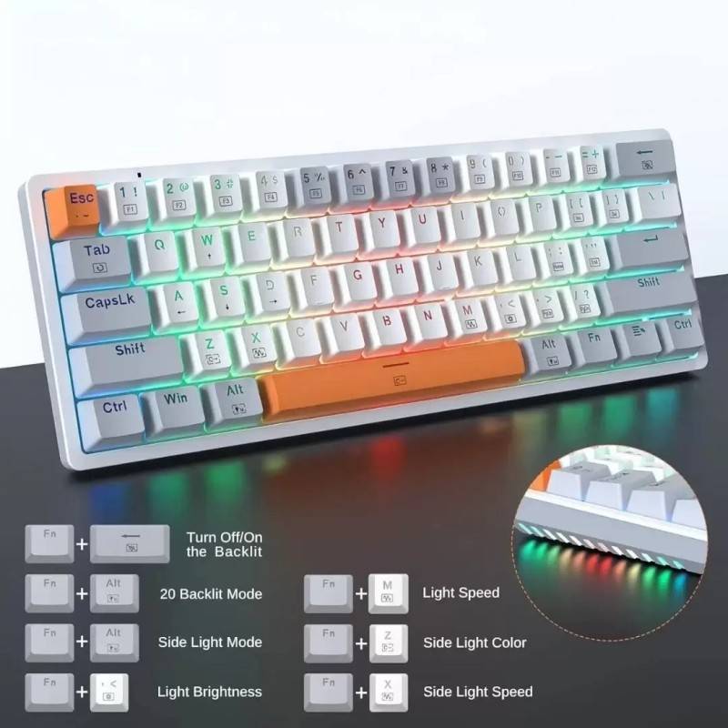 Clavier Gaming Mécanique REDRAGON AKALI K642 RGB - Gris Blanc - Red Switch