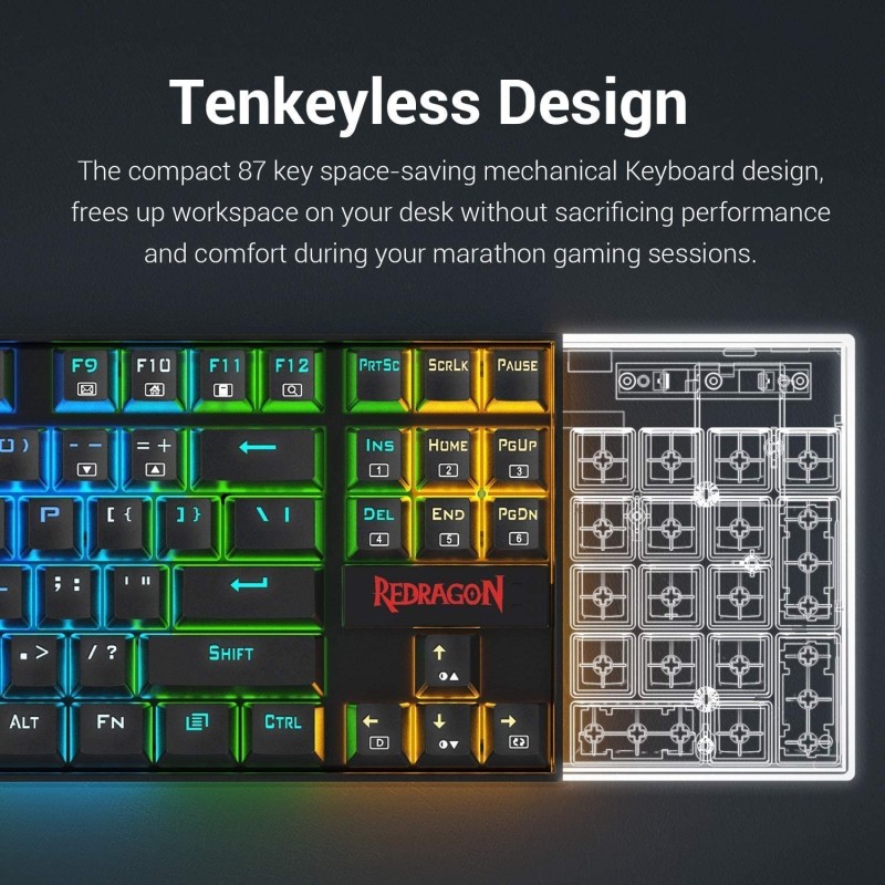 Clavier Gaming Mécanique REDRAGON KUMARA 2 K552 RGB - Noir - Red Switch