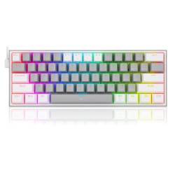 Clavier Gaming Mécanique REDRAGON FIZZ K617 RGB - Gris Blanc - Red Switch