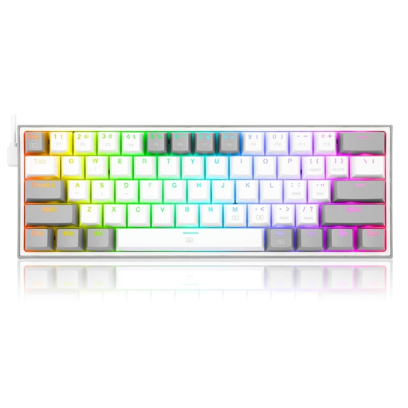 Clavier Gaming Mécanique REDRAGON FIZZ K617 RGB - Blanc Gris - Red Switch