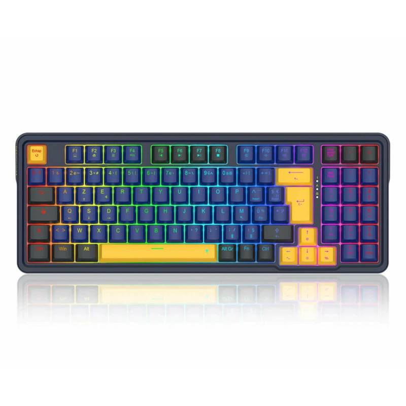 Clavier Gaming Mécanique REDRAGON GLORIA K664 RGB - Bleu Noir Jaune - Red Switch