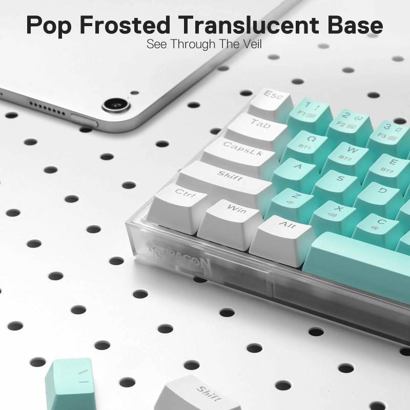 Clavier Gaming Mécanique Sans Fil / Bluetooth REDRAGON CASTOR PRO K631 - Vert Blanc