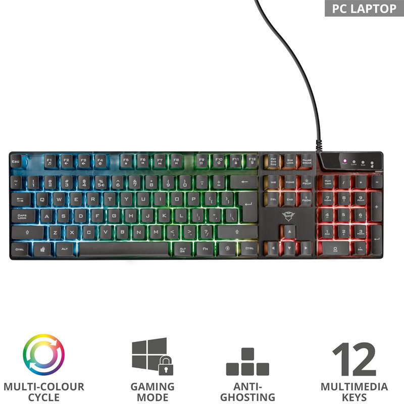 Clavier Gaming TRUST AZOR GXT-835 RGB - Noir