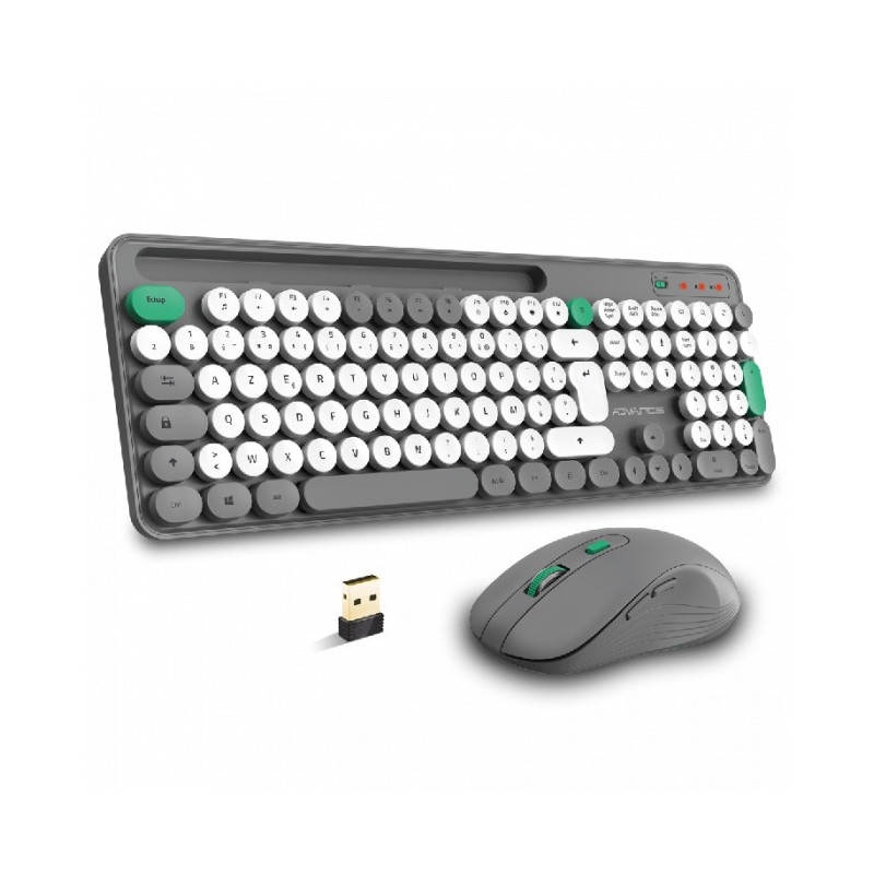 Combo Clavier et Souris Sans Fil ADVANCE PEPS - Gris