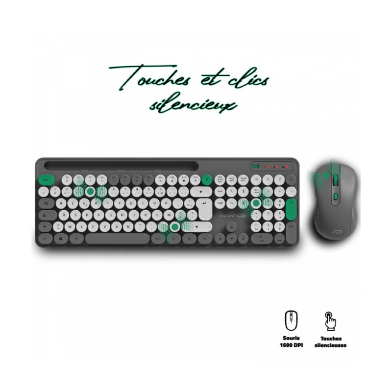 Combo Clavier et Souris Sans Fil ADVANCE PEPS - Gris