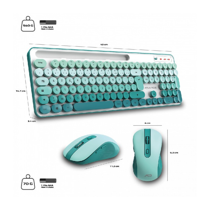 Combo Clavier et Souris Sans Fil ADVANCE PEPS - VERT