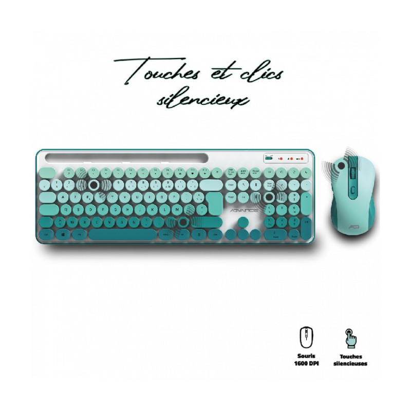Combo Clavier et Souris Sans Fil ADVANCE PEPS - VERT