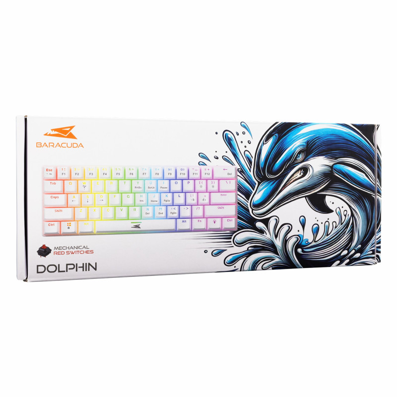 Clavier Mécanique BARACUDA DOLPHIN BGK-03211 - Blanc - Red Switch