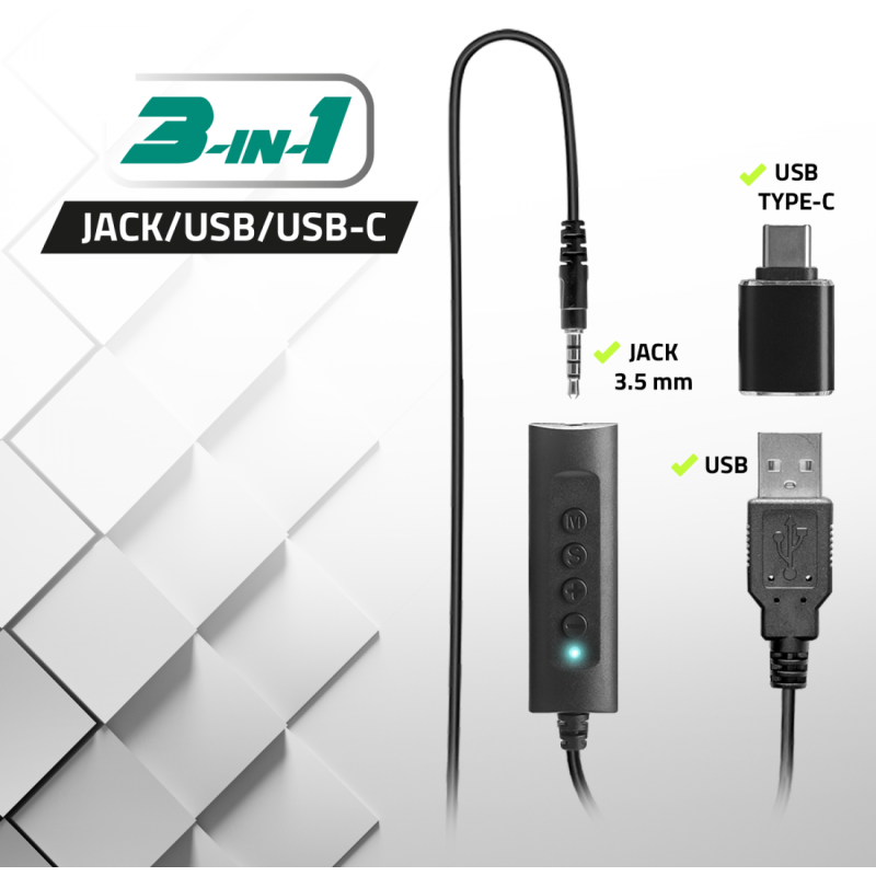 Casque Micro USB ADVANCE SMARTPHONICS 750 - 3 en 1 - Noir