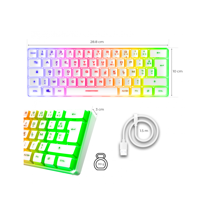 Clavier Gaming SPIRIT OF GAMER PRO K2 TKL RGB - Blanc
