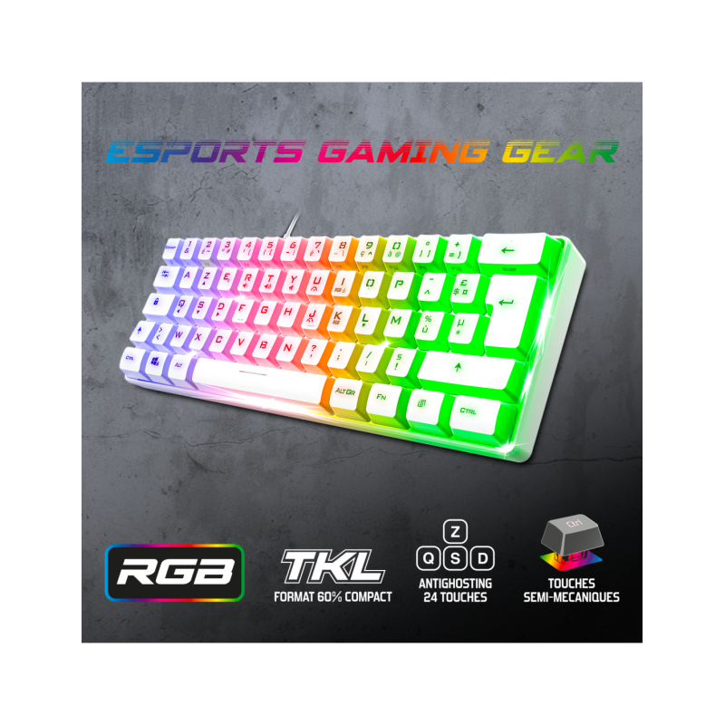 Clavier Gaming SPIRIT OF GAMER PRO K2 TKL RGB - Blanc