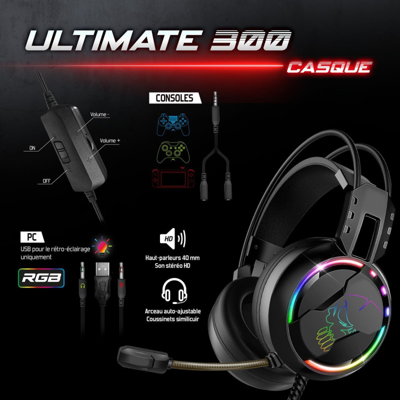 Pack Gaming 4 en 1 SPIRIT OF GAMER ULTIMATE 300 - Noir