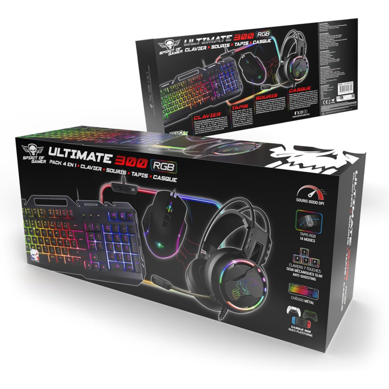 Pack Gaming 4 en 1 SPIRIT OF GAMER ULTIMATE 300 - Noir