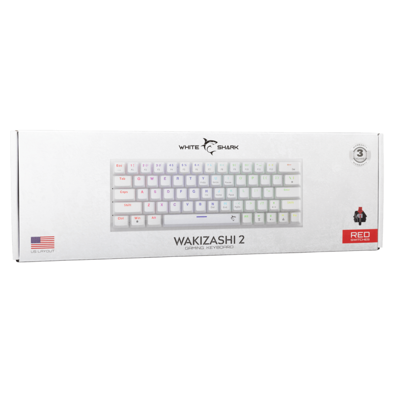 Clavier WHITE SHARK WAKIZASHI-2 GK-002211 V2 - Red Switch - Blanc