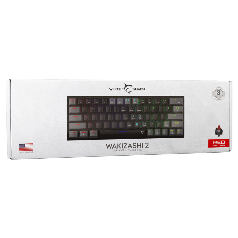 Clavier WHITE SHARK WAKIZASHI-2 GK-002111V2 - Red Switch - Noir Gris