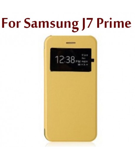 Flip Cover Gold S View Samsung Galaxy J7 Prime