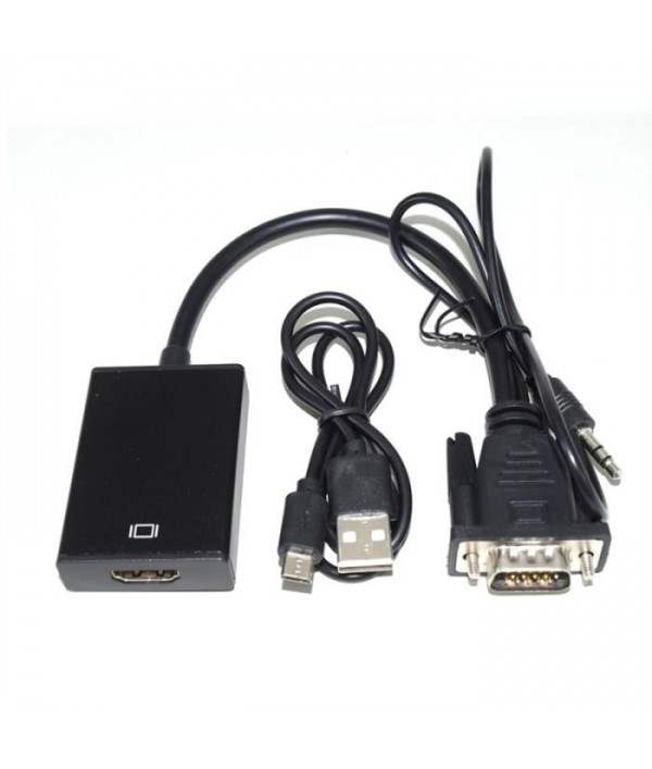 Convertisseur adaptateur VGA male vers HDMI femelle avec audio