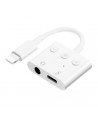 Adaptateur 3 Boutons Lightning Male vers Jack Femelle + Port Chargeur