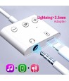Adaptateur 3 Boutons Lightning Male vers Jack Femelle + Port Chargeur